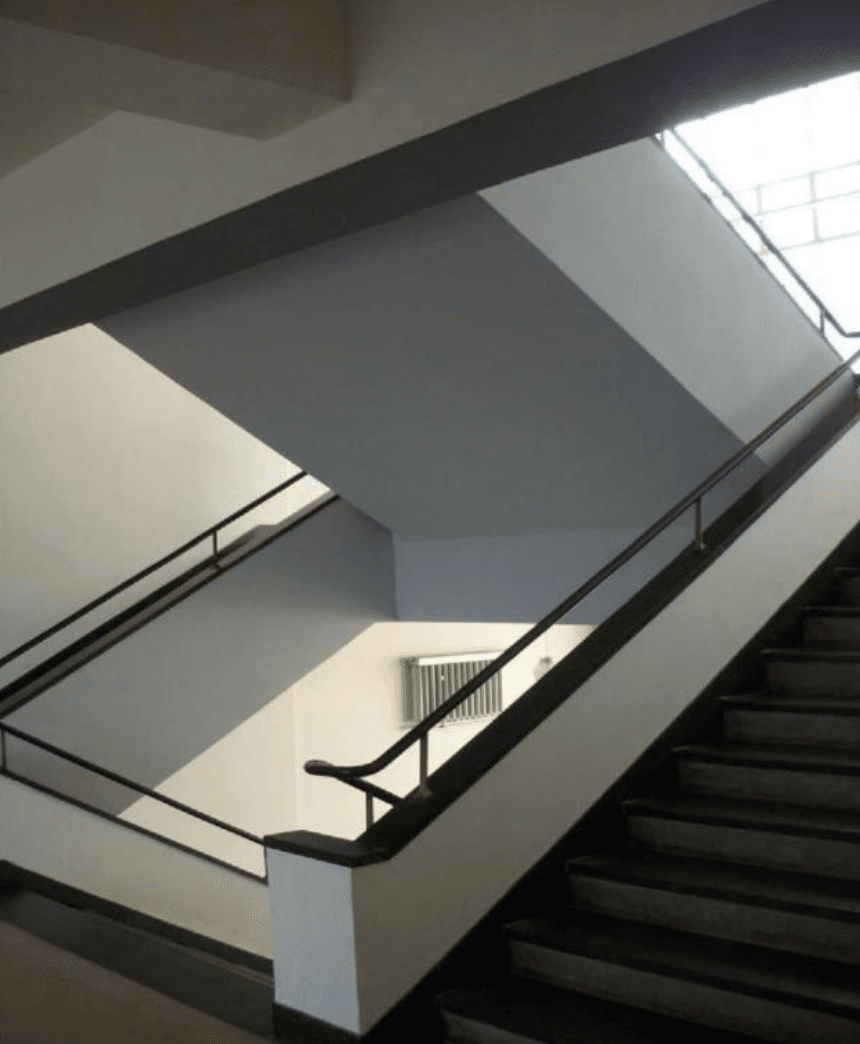 Interior stairwell at Bauhaus, Dessau